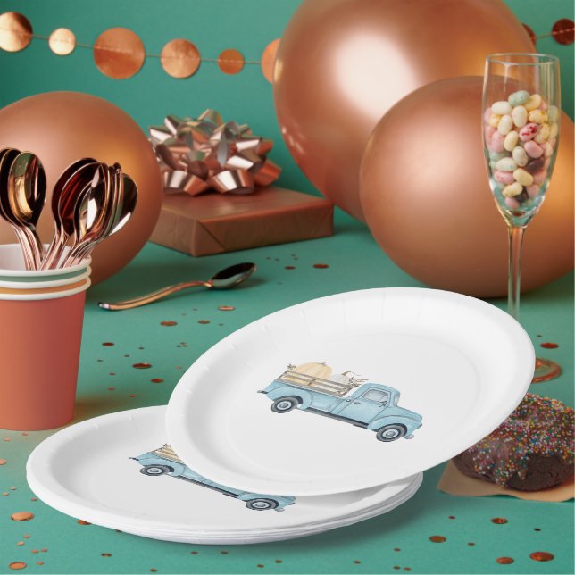 Our Little Pumpkin/Blue Truck Birthday Paper Plate (Multi)
