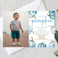 Our Little Pumpkin Blue White Fall Birthday Party