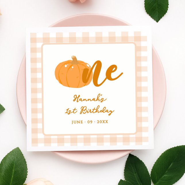 Our Little Pumpkin Boho Orange 1st Birthday  Napkin (Creator Uploaded)
