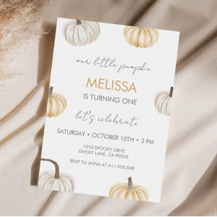 Our Little Pumpkin Cute Boho Fall Birthday Party Invitation