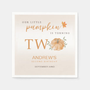 Our Little Pumpkin Fall  Autumn 2nd Birthday Napkin