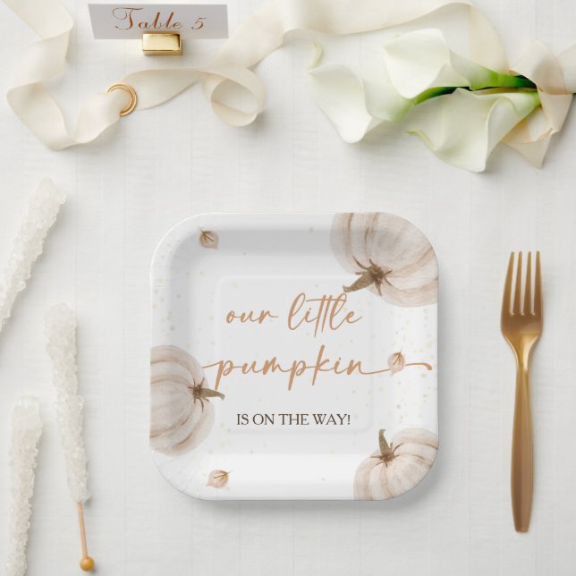 Our Little Pumpkin Fall Autumn Baby Shower Paper Plate (Wedding)