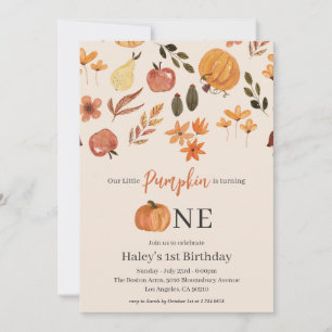 Our Little Pumpkin Fall Baby 1st Birthday Invitation