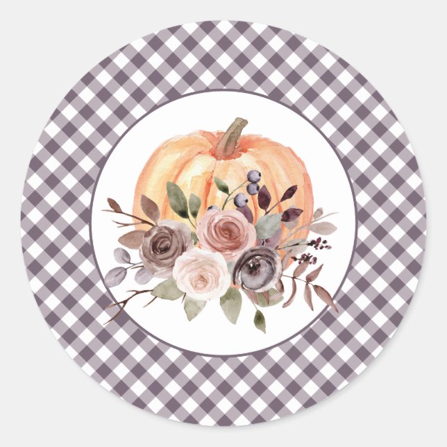 Our Little Pumpkin fall floral first birthday Classic Round Sticker (Front)
