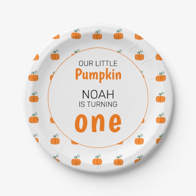 Our Little Pumpkin First Birthday Gender Neutral Paper Plate (Front)