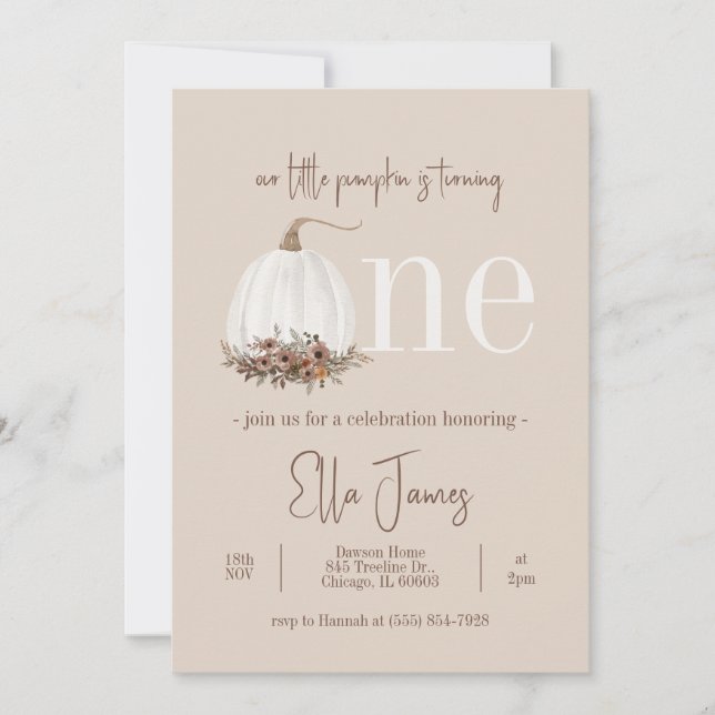 Our Little Pumpkin First Birthday Invitation (Front)