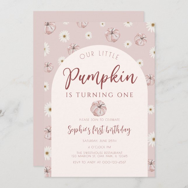 Our Little Pumpkin First Birthday Invitation (Front/Back)