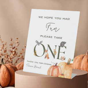 Our Little Pumpkin First Birthday Party Favour Pedestal Sign