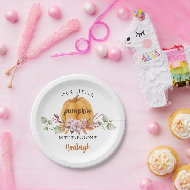 Our Little Pumpkin First Birthday Party Paper Plate (Party)