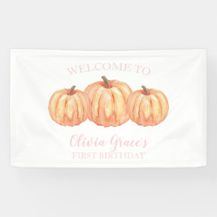 Our Little Pumpkin First Birthday Welcome Banner