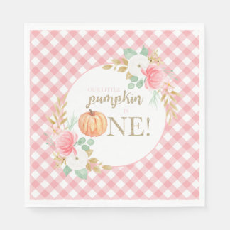 Our Little Pumpkin floral first birthday  Napkin
