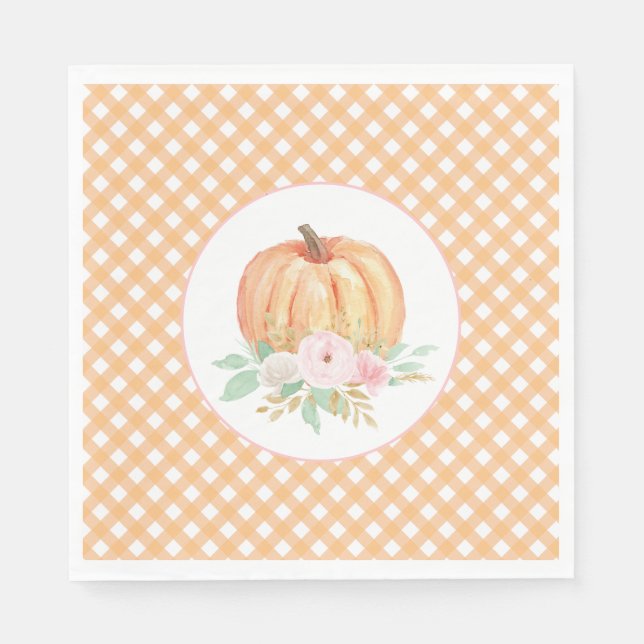 Our Little Pumpkin floral first birthday Napkin (Front)