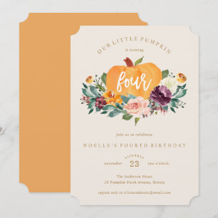Our Little Pumpkin Fourth Birthday Invitation
