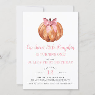 Our Little Pumpkin Girl First Birthday  Invitation