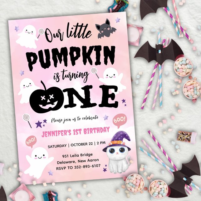 Our Little Pumpkin | Girl Halloween 1st Birthday Invitation (Creator Uploaded)