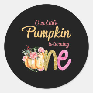 Our Little Pumpkin is Turning 1 Fall 1st Birthday Classic Round Sticker