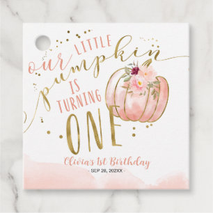 Our Little Pumpkin Is Turning One 1st Birthday Favour Tags