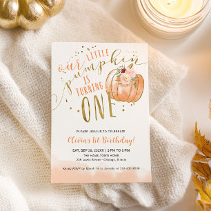 Our Little Pumpkin Is Turning One 1st Birthday Invitation