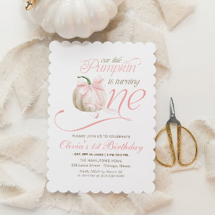 Our Little Pumpkin Is Turning One 1st Birthday Invitation
