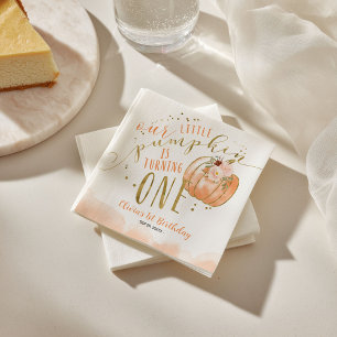 Our Little Pumpkin Is Turning One 1st Birthday Napkin