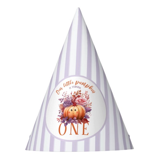 Our Little Pumpkin Is Turning One 1st Birthday  Party Hat (Front)