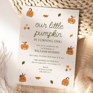 Our Little Pumpkin Is Turning One Birthday Invitation