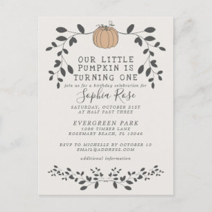 Our Little Pumpkin Is Turning One First Birthday I Postcard