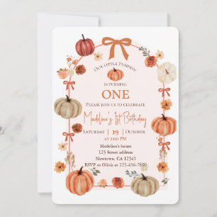 Our Little Pumpkin Is Turning One First Birthday Invitation