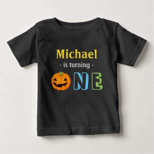 Our Little Pumpkin is Turning One Happy Halloween Baby T-Shirt