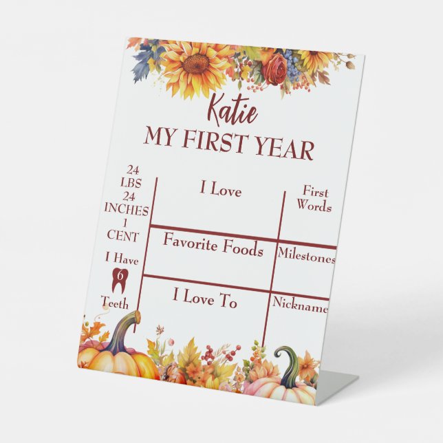 Our Little Pumpkin is Turning One Year Pedestal Sign (Front)
