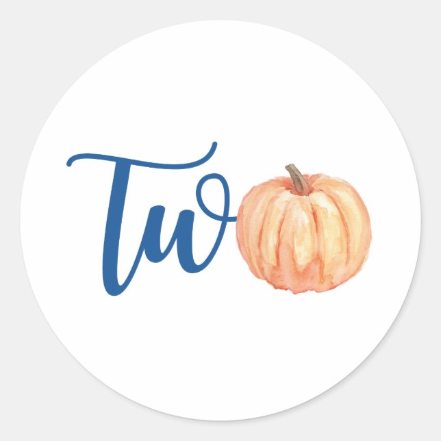Our Little Pumpkin is Two blue 2nd birthday Classic Round Sticker (Front)
