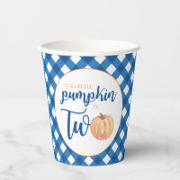 Our Little Pumpkin is Two blue plaid 2nd birthday