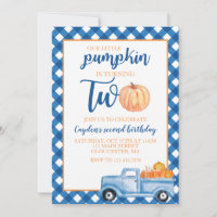 Our Little Pumpkin is Two blue truck 2nd birthday