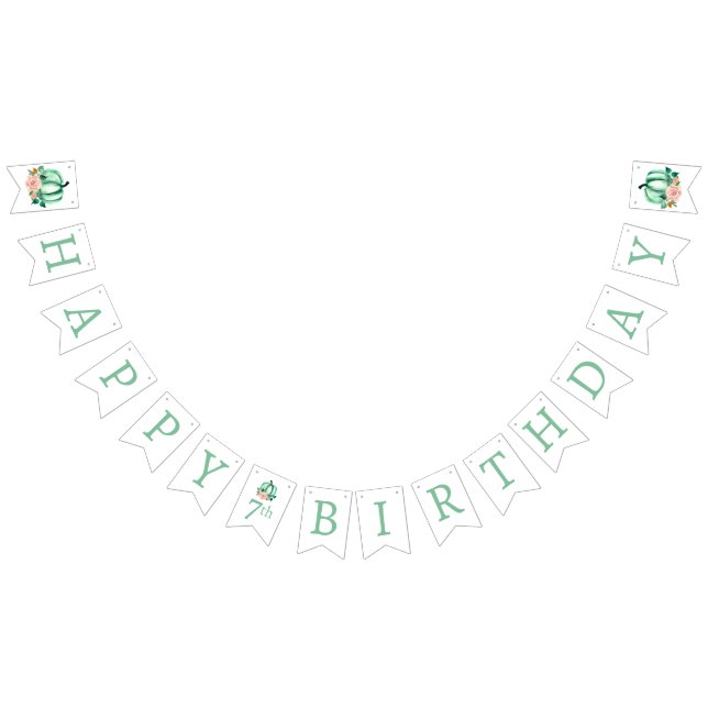Our Little Pumpkin Mint/Pink Birthday Party Bunting Flags (All)