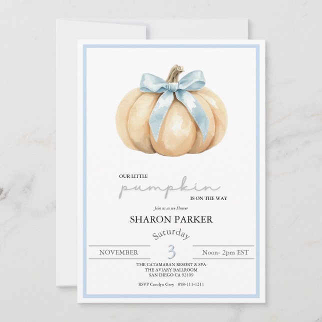 Our Little Pumpkin on the Way Fall Baby Shower Inv Invitation (Front)