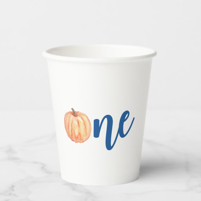 Our Little Pumpkin One blue first birthday Paper Cups (Front)