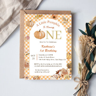  Our Little Pumpkin Orange Fall 1st Birthday Invitation