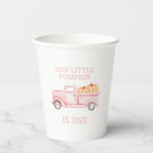 Our little Pumpkin Pink Truck 1st Birthday Paper Cups