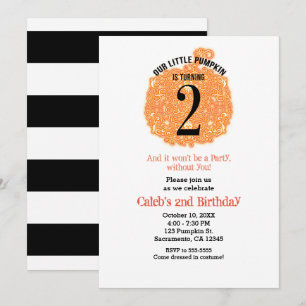 Our Little Pumpkin TWO 2nd Birthday Party Invitation