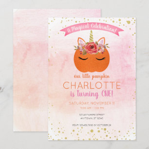 Our Little Pumpkin Unicorn Magical Birthday Invitation