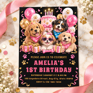 Our Little Pup Turns One Birthday Invitation