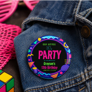 our little Retro Neon 80's Birthday Party 1 Inch Round Button