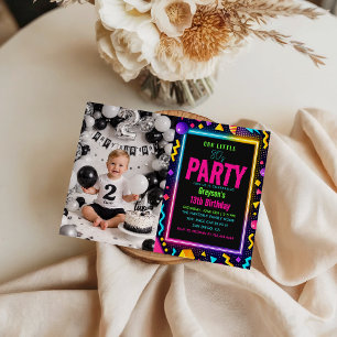 our little Retro Neon 80's Birthday Party photo Invitation