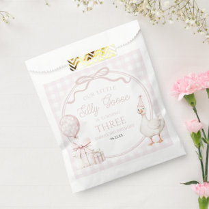 Our Little Silly Goose Pink Bow Birthday Party Favour Bag