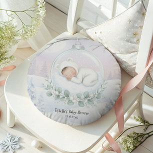 Our Little Snowbaby is on the way Cozy Comfort Round Pillow