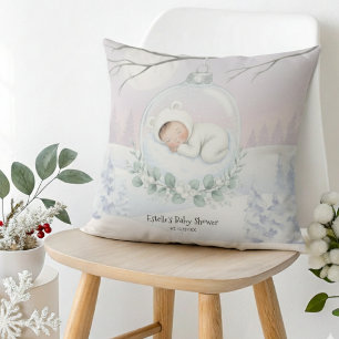 Our Little Snowbaby is on the way Cozy Decor Throw Pillow