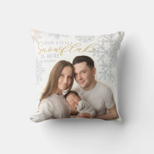 Our Little Snowflake Winter Baby Keepsake Throw Pillow