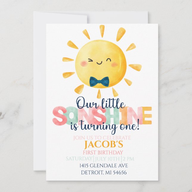 Our little sonshine first Birthday Invitation (Front)