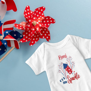“Our Little Sparkle” Red, White & Blue Personalize Baby Bodysuit
