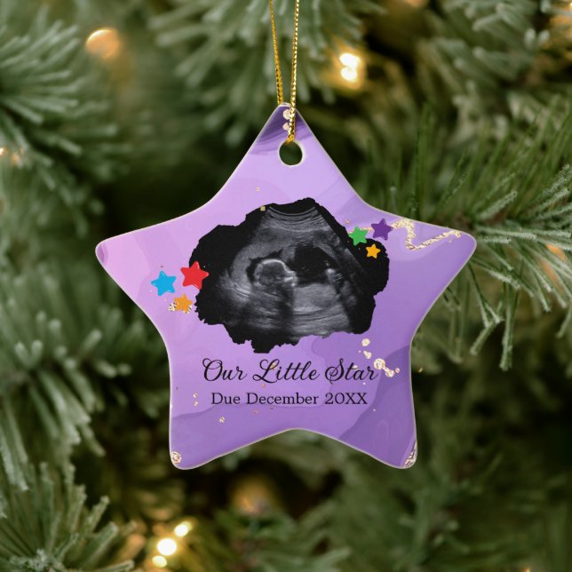 Our Little Star Baby Ultrasound Sonogram  Ceramic Ornament (Tree)